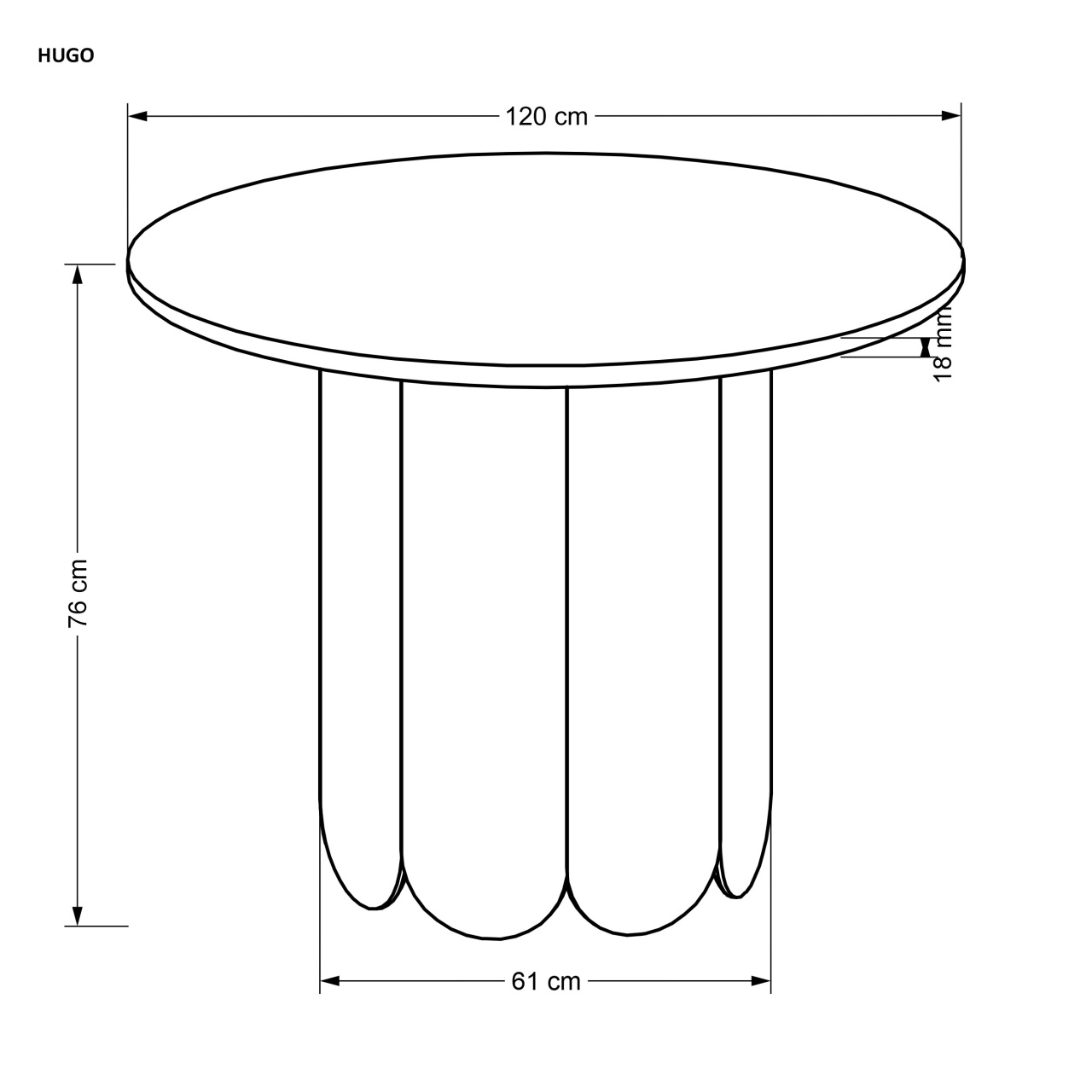 Masa rotunda Hugo – ø120 / h76 cm - 4 | YEO