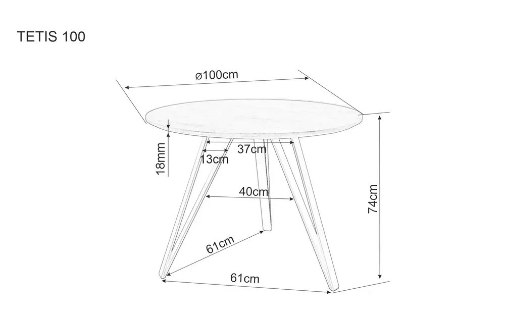 Masa Tetis marmura alba/negru mat ø100/h76 cm - 2 | YEO