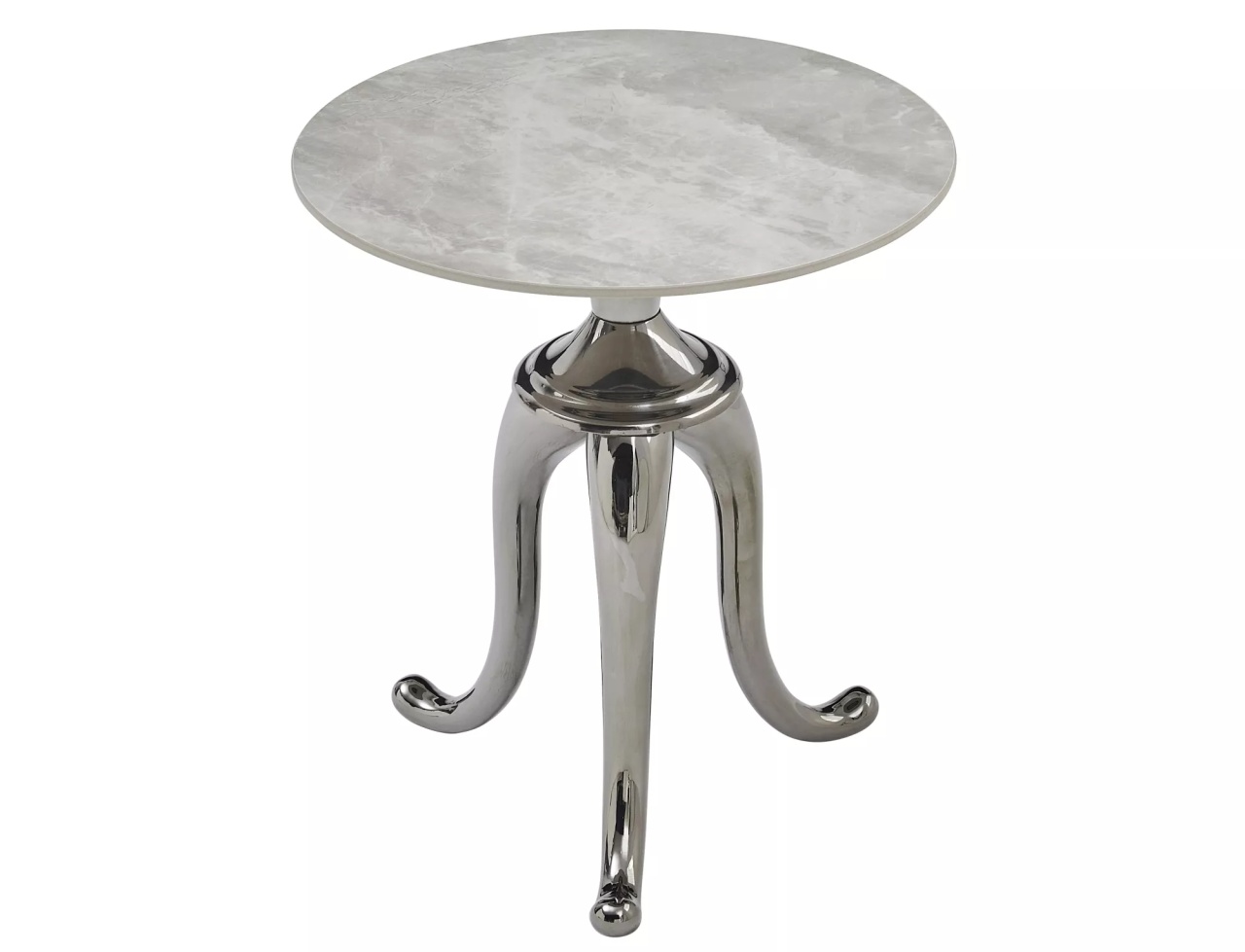 Masuta de cafea Snake marmura alba/argintiu ø48/h55 cm - 2 | YEO