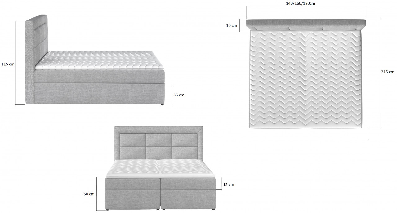 Pat boxspring Vivre 160x200 cm Monolith 09