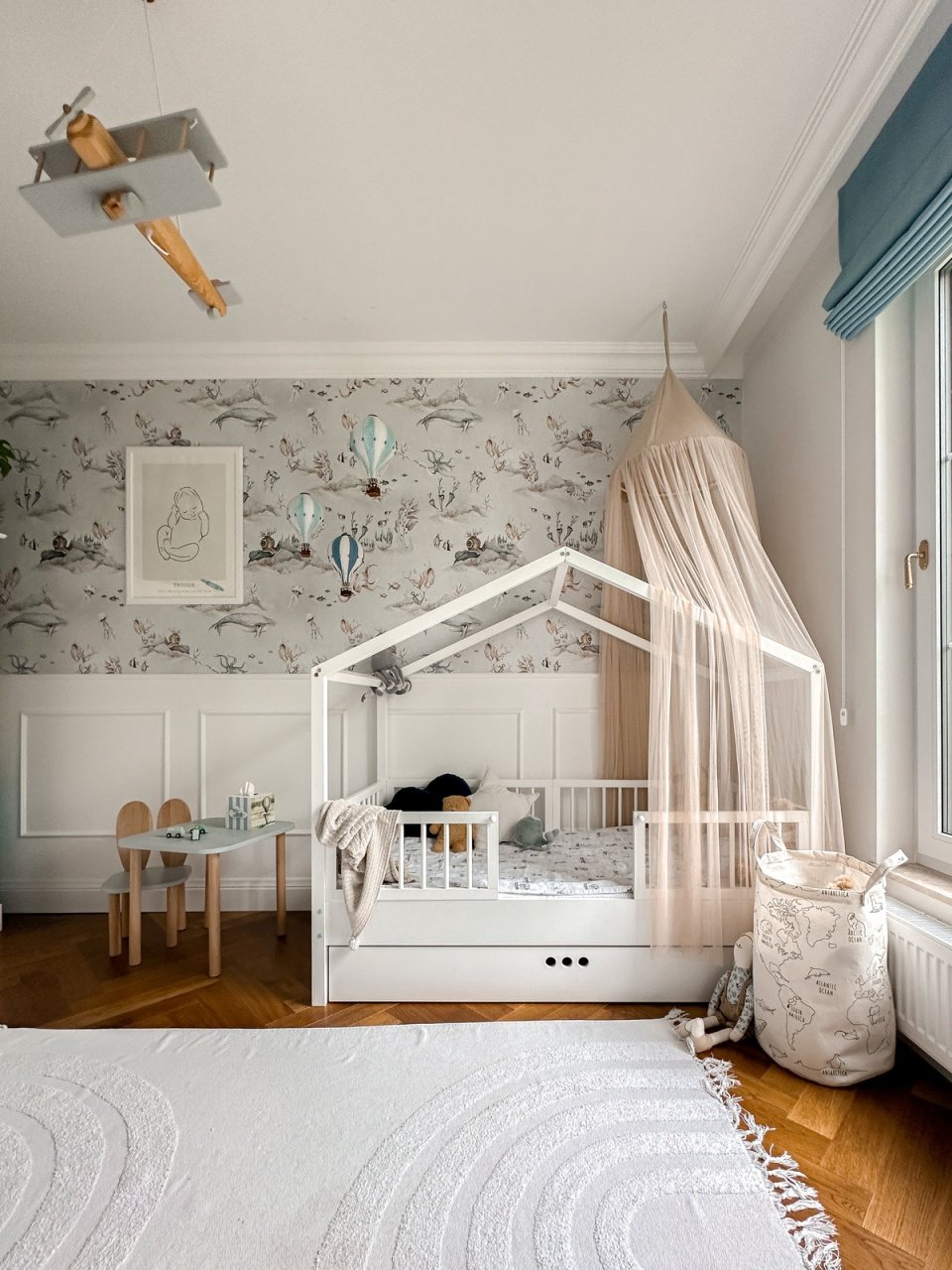 Pat copii Dream Nest Snow House alb 80x160 cm