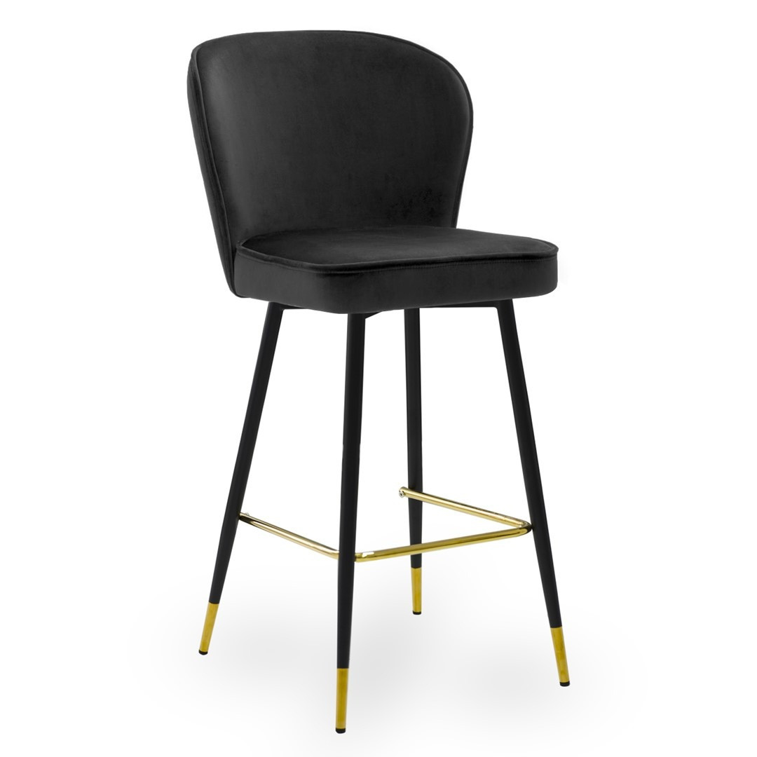 Scaun de bar Aine negru picioare negru/gold - H70 cm