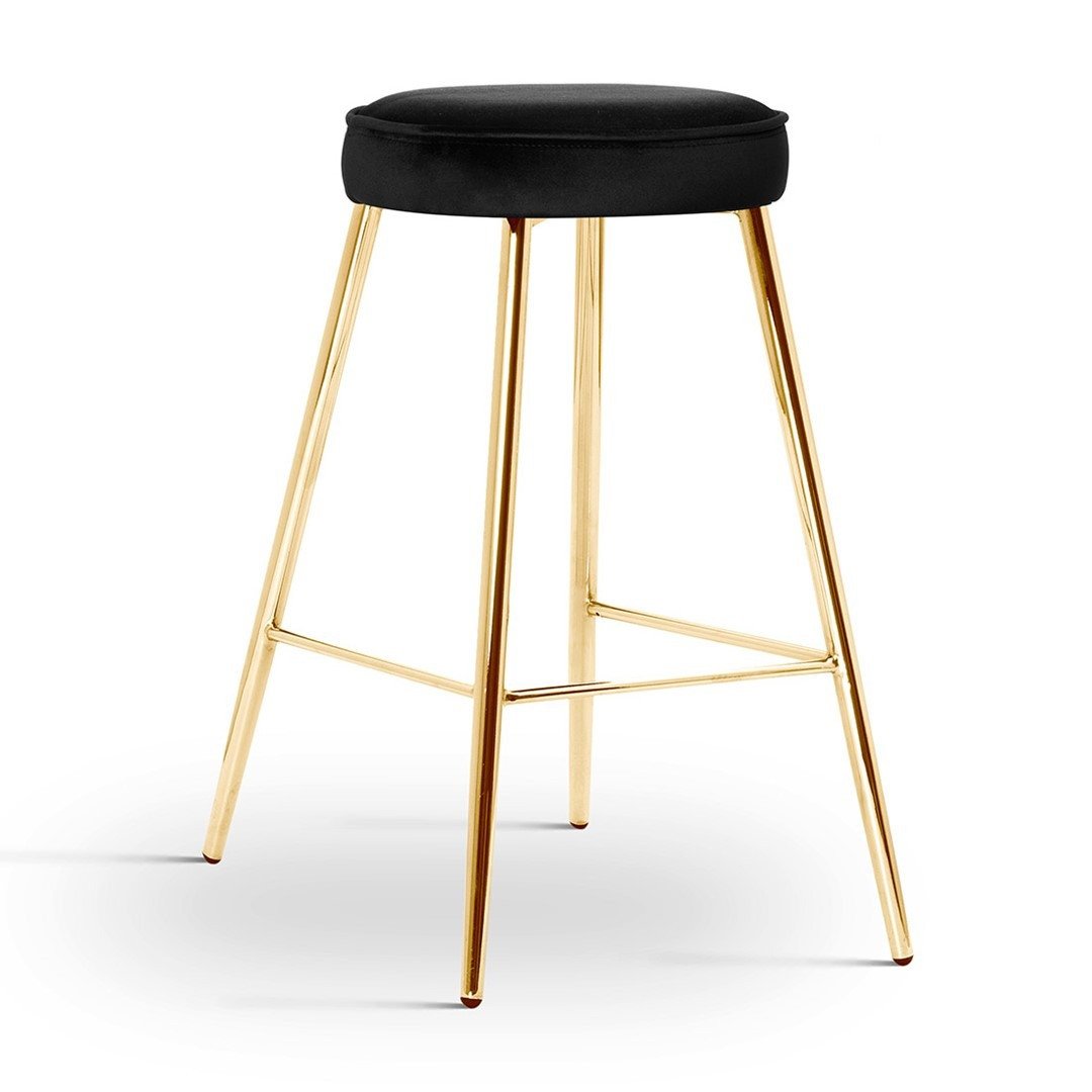 Scaun de bar Circo negru picioare gold - H68 cm