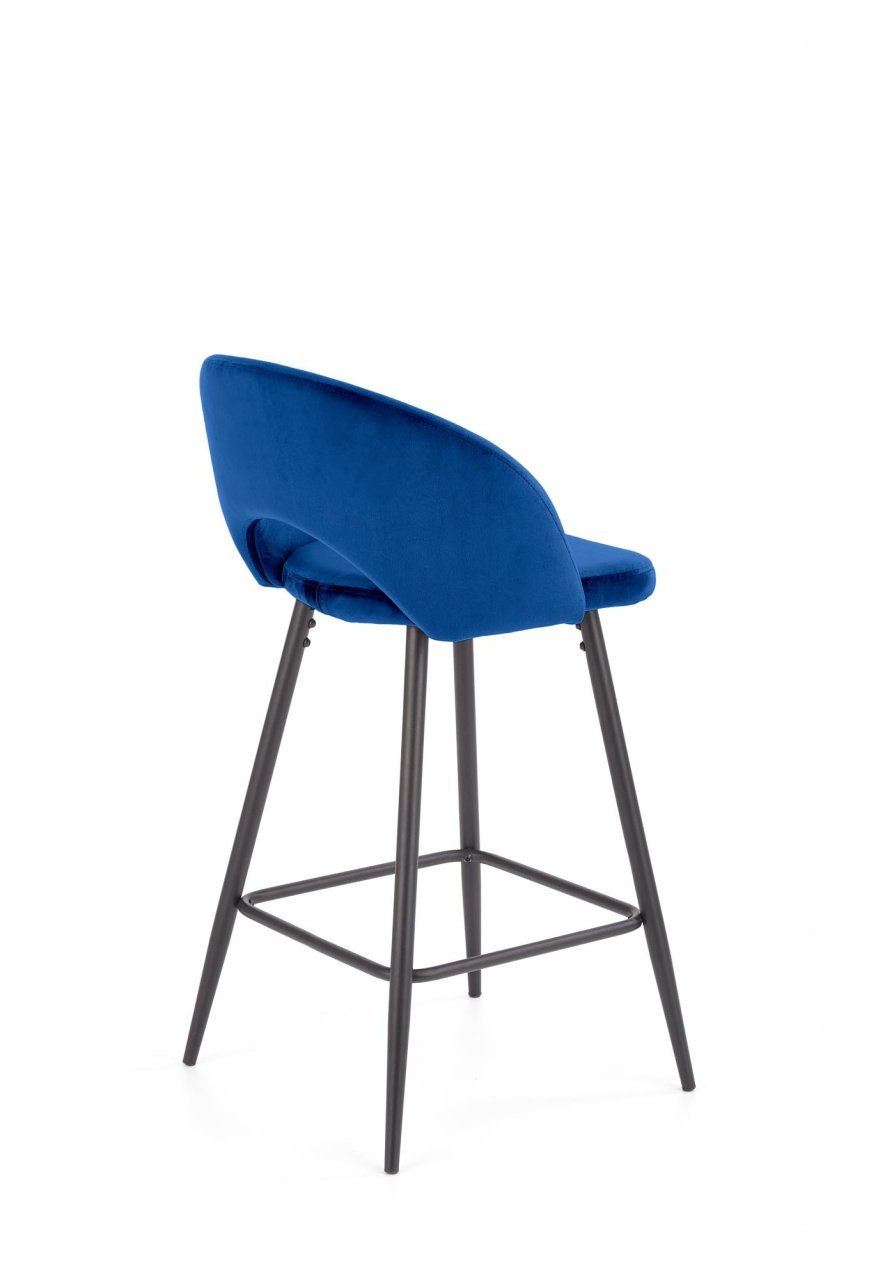 Scaun de bar H-96 velvet albastru - H89 cm - 4 | YEO