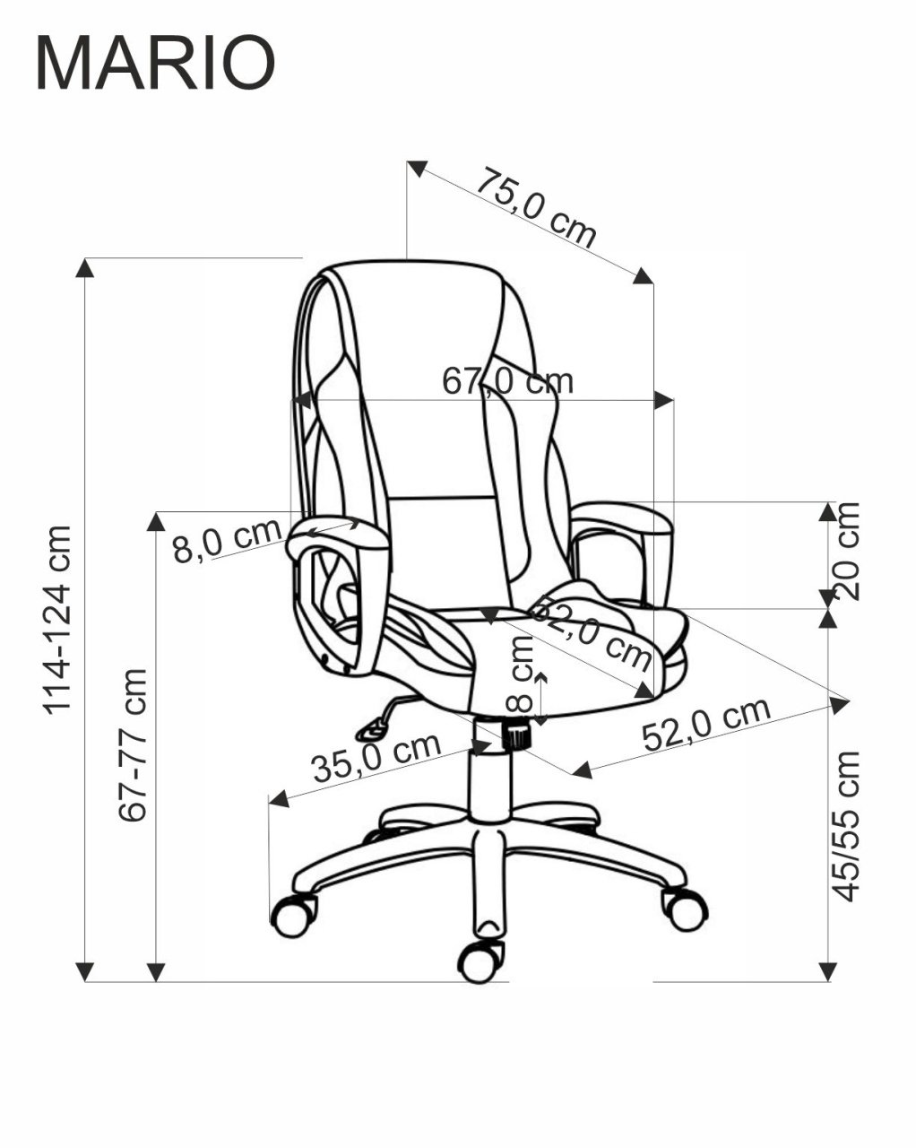 Scaun de birou Mario negru H124 cm - 2 | YEO