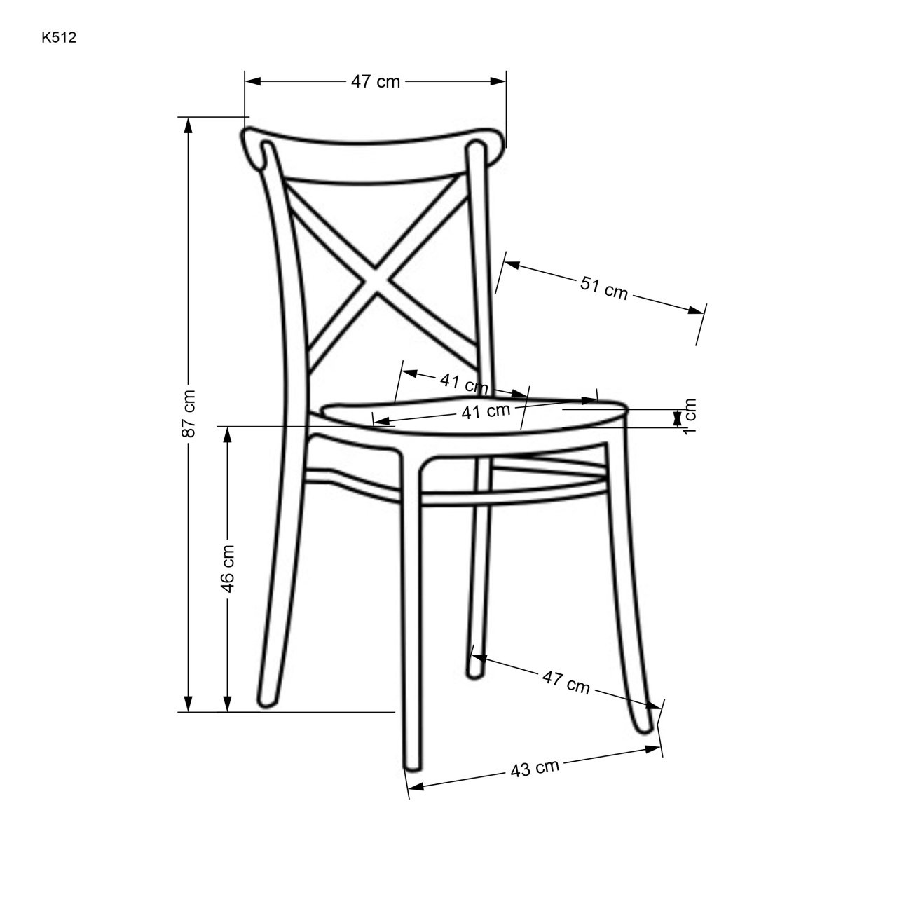 Scaun din plastic K512 negru - 5 | YEO