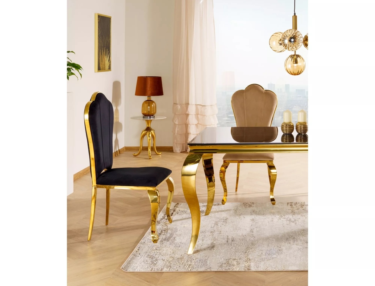 Scaun Queen velvet negru/auriu Blu19 - 2 | YEO
