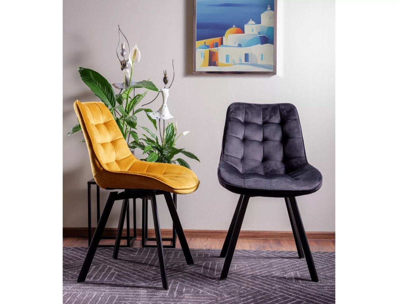 Scaun rotativ Monti velvet mustariu/negru Blu68 - 3 | YEO
