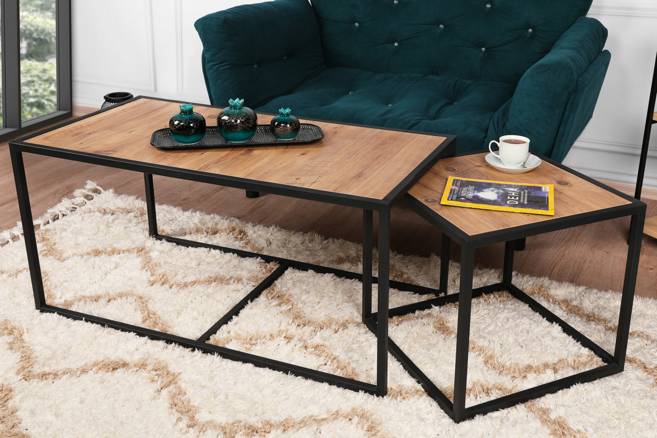 Set 2 masute de cafea Atlantis nuc/negru