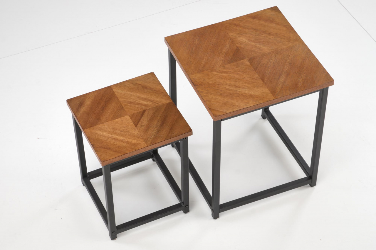 Set 2 mese de cafea Elza nuc/negru - 4 | YEO