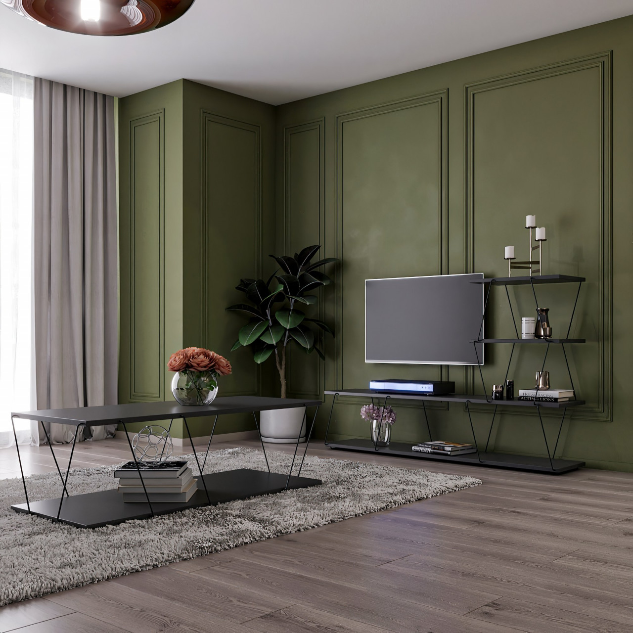 Set mobilier living Başak antracit