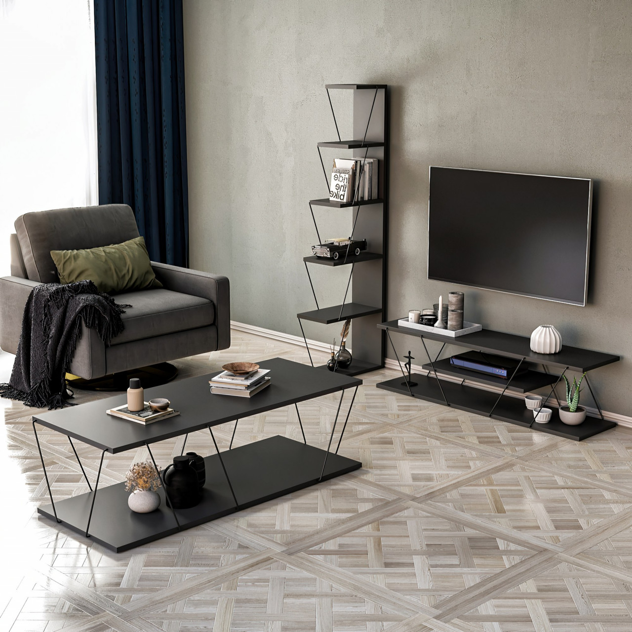 Set mobilier living Epsilon antracit