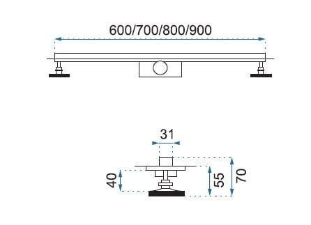 Set rigola pentru dus cu capac Neo Slim Pro Crom - 70 cm - 2 | YEO