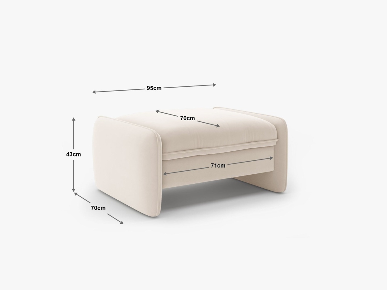 Taburet Georgia chenille Silencio L95 cm - 3 | YEO