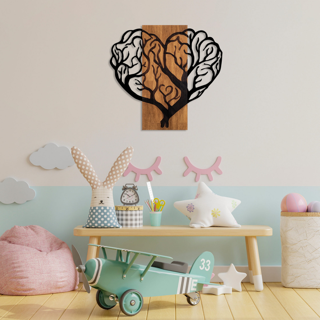 Accesoriu decorativ de perete din lemn Brain tree