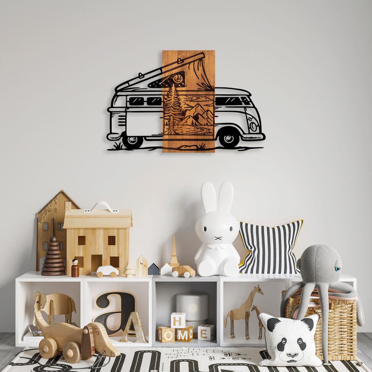 Accesoriu decorativ de perete din lemn Caravan holiday - 379