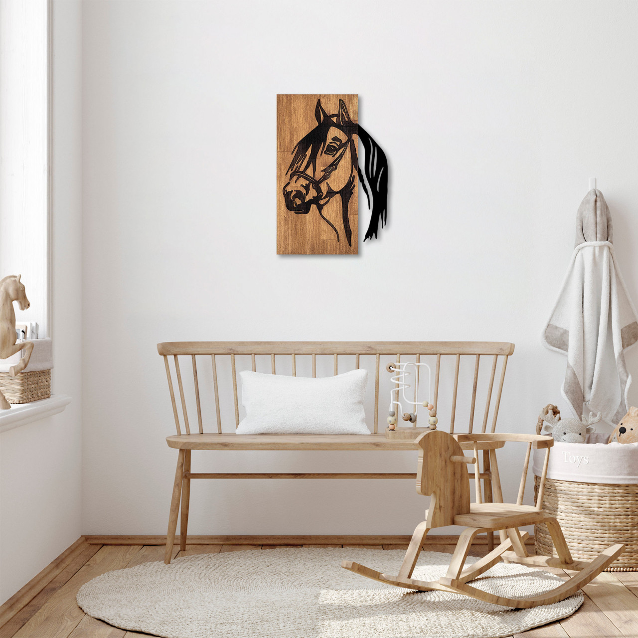 Accesoriu decorativ de perete din lemn Horse - 317
