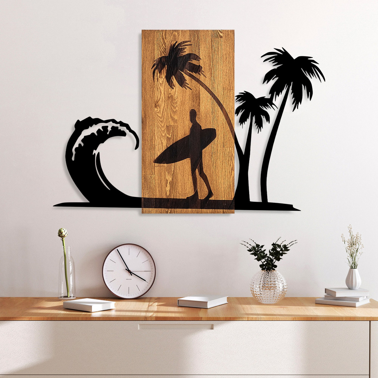 Accesoriu decorativ de perete din lemn Surfer Life