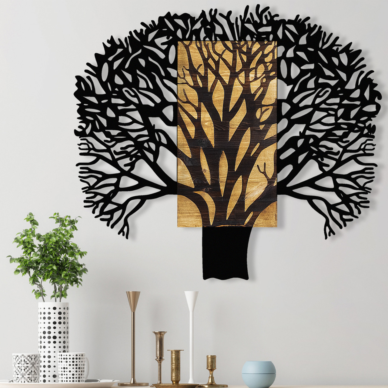 Accesoriu decorativ de perete din lemn Tree 1