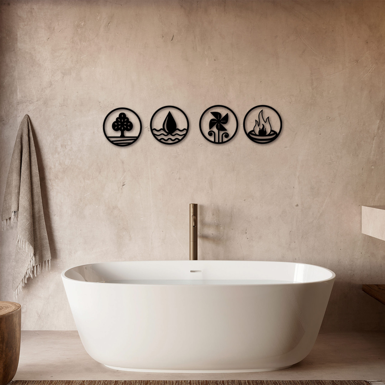 Accesoriu decorativ de perete metalic 4 Elements - 301