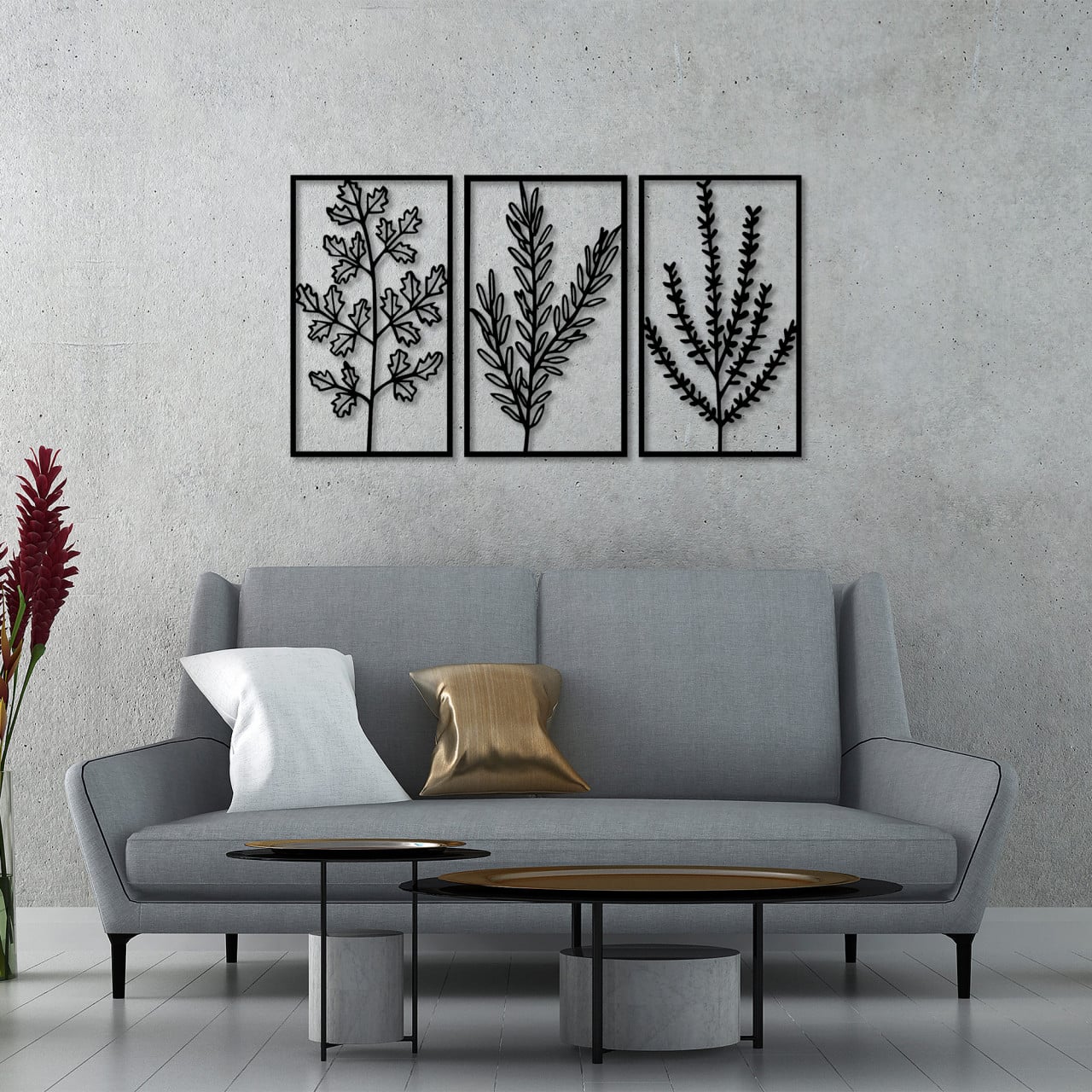 Accesoriu decorativ de perete metalic Flowers - 315