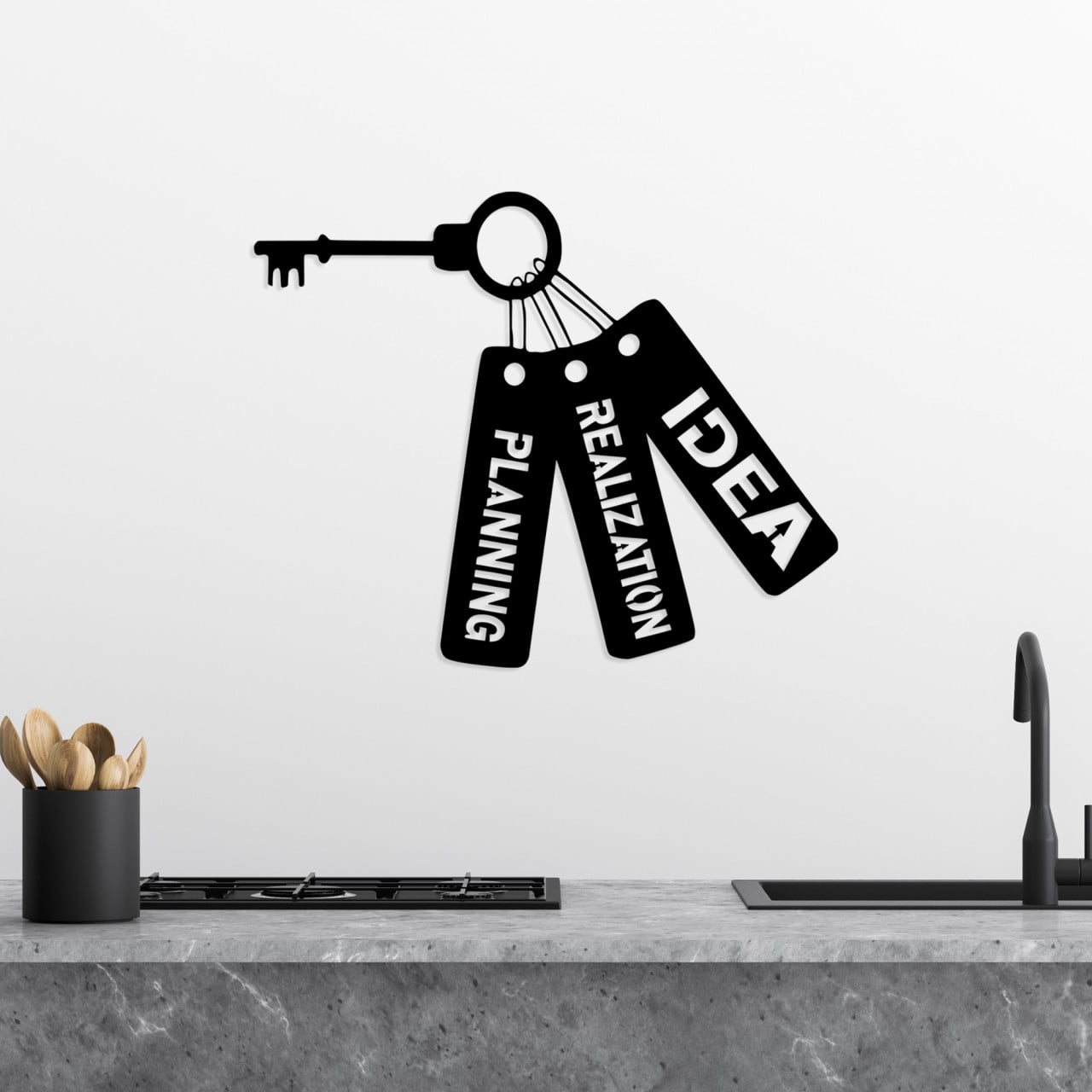 Accesoriu decorativ de perete metalic Idea Realization Planning