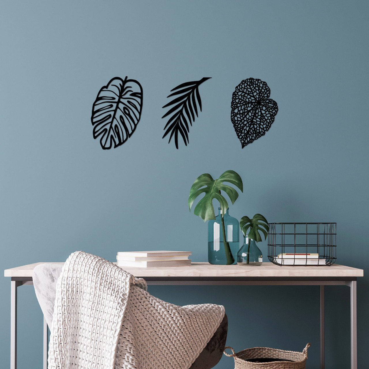 Accesoriu decorativ de perete metalic Leaves - 509