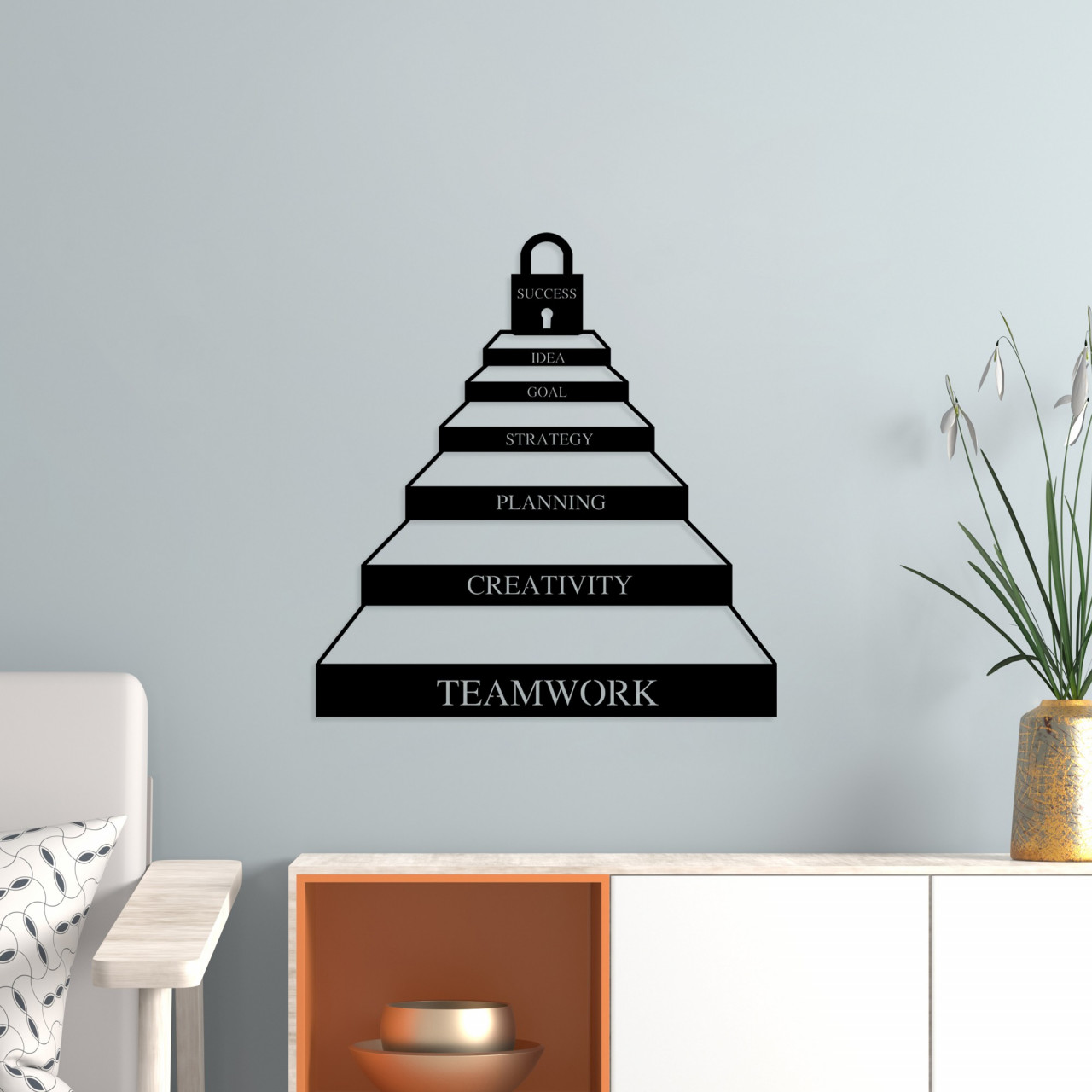 Accesoriu decorativ de perete metalic Success steps