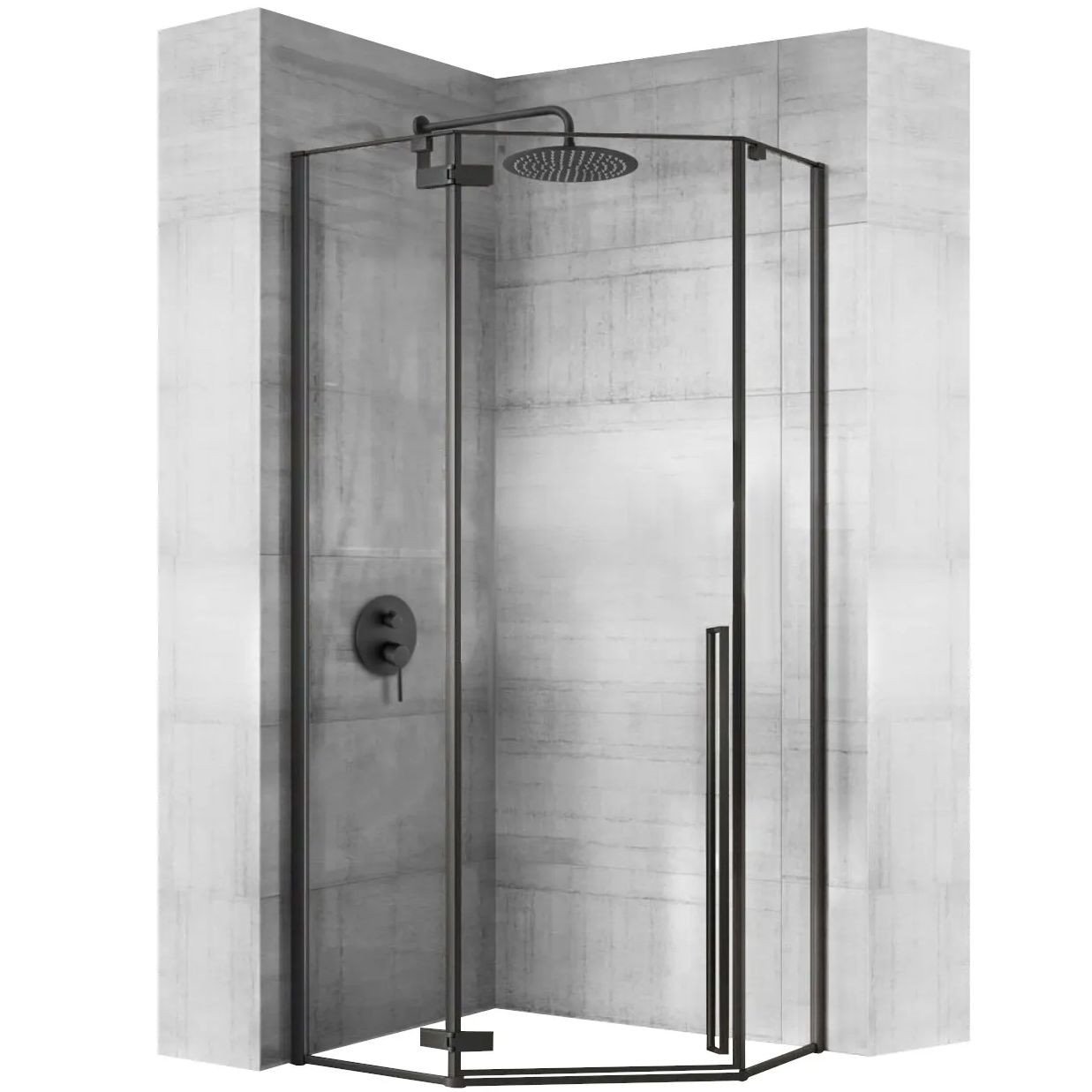 Cabina de dus Diamond negru mat 90x90 cm