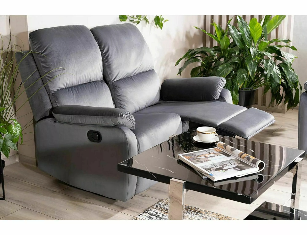 Canapea extensibila Spencer 2 velvet gri Blu14 - 1 | YEO