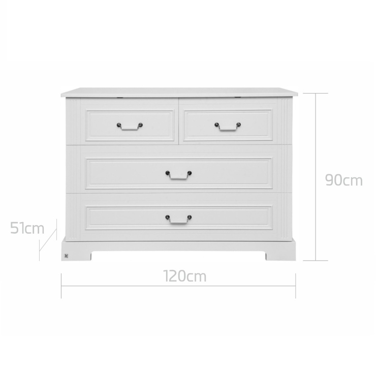 Comoda eleganta Ines alba cu 4 sertare L120 cm - 3 | YEO