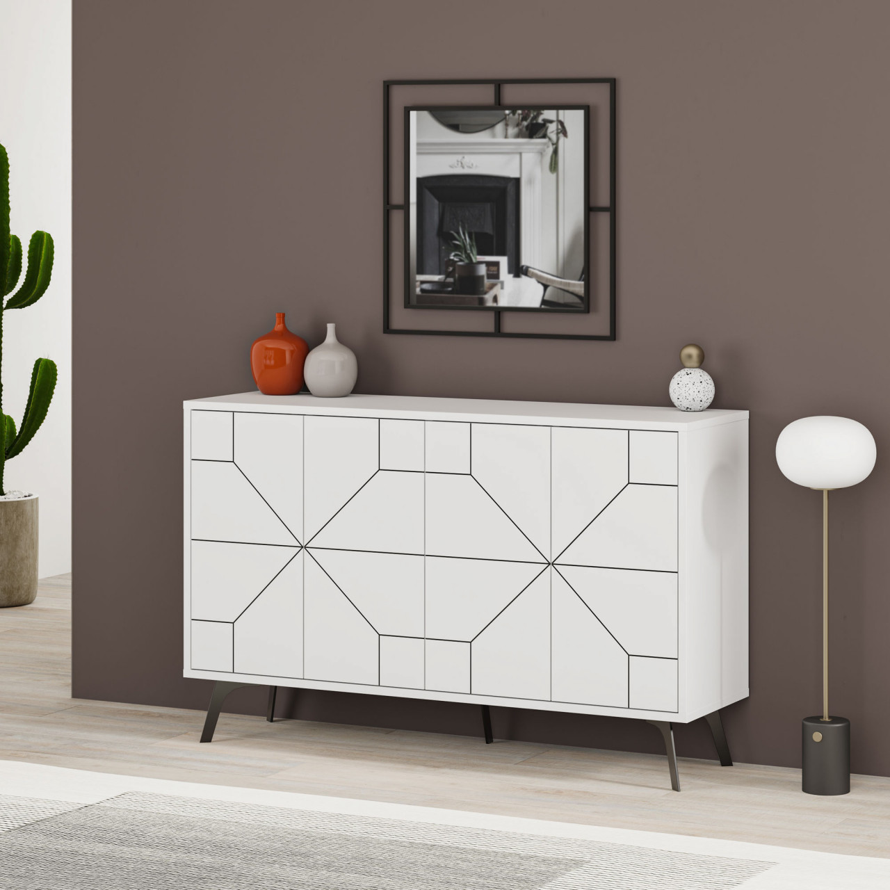 Consola Dune alba MDF L123 cm - H62, 4 cm