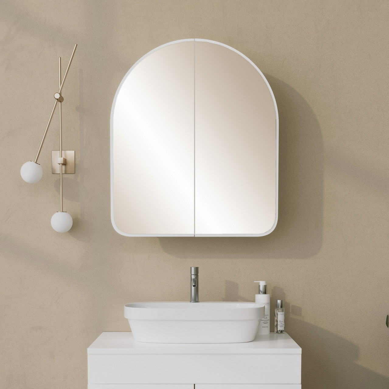 Dulap de baie Hope MDF alb L50 cm - H45 cm + Oglinda L70 cm - H60 cm