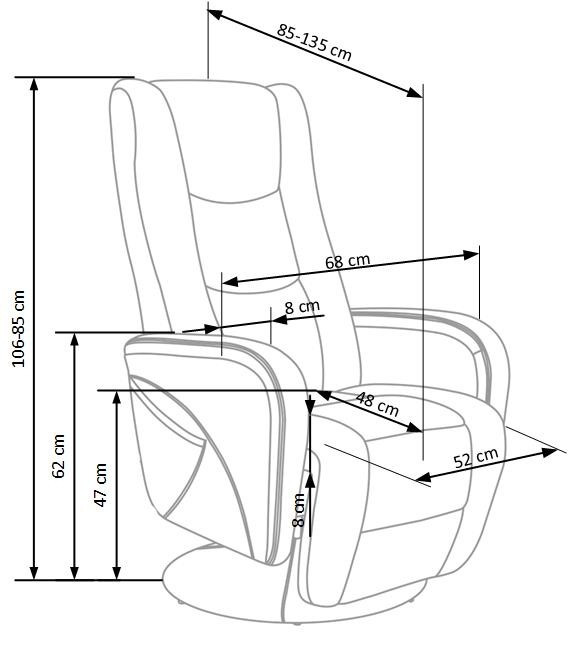 Fotoliu recliner cu functie de masaj Pulsar 2 stofa bej H106 cm - 2 | YEO