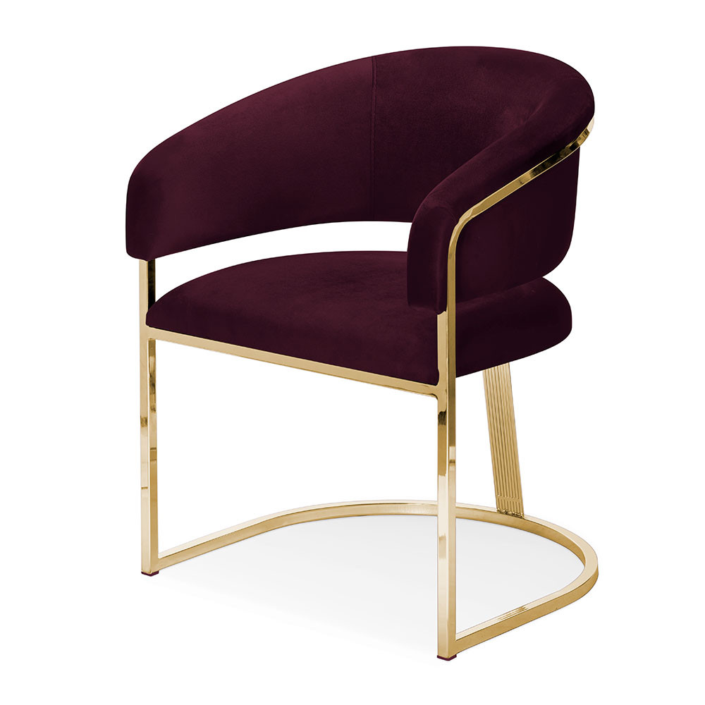 Fotoliu tapitat Marcille burgundy/gold – H79 cm