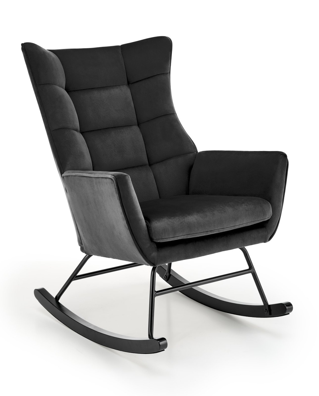 Fotoliu tip balansoar Bazalto velvet negru H92 cm