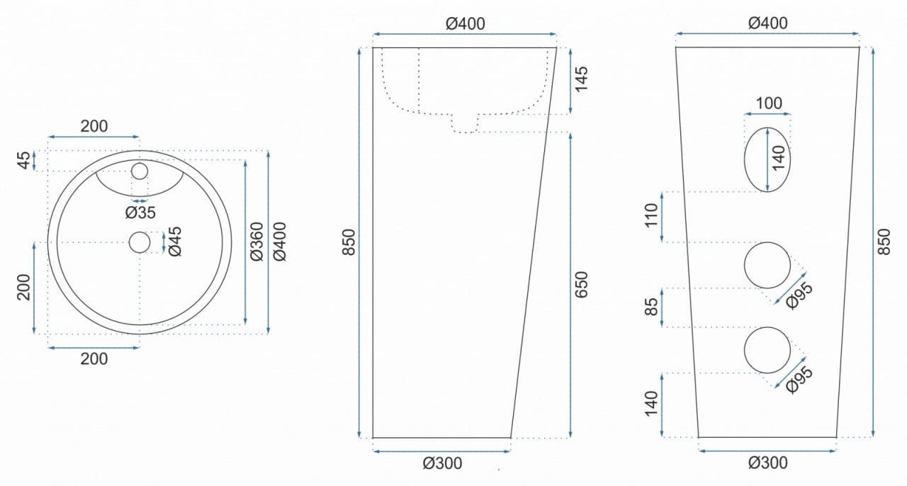 Lavoar Blanka freestanding ceramica sanitara - H85 cm - 2 | YEO