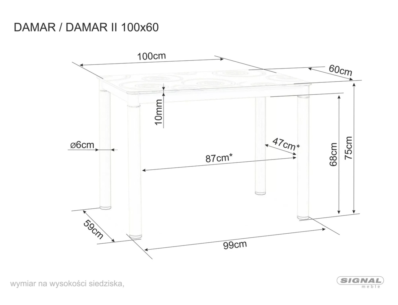Masa Damar crem/crem L100xl60 cm - 1 | YEO
