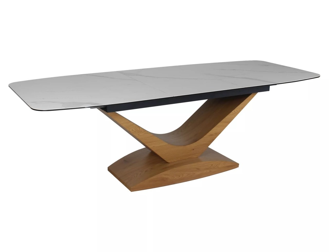 Masa extensibila Dolce Ceramic alba Statuario Venato/stejar L180-240xl95 cm
