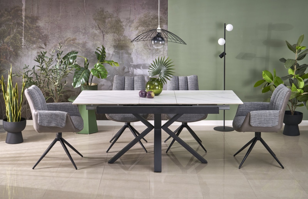 Masa extensibila Platan marmura alba/negru L140-180 cm - 1 | YEO