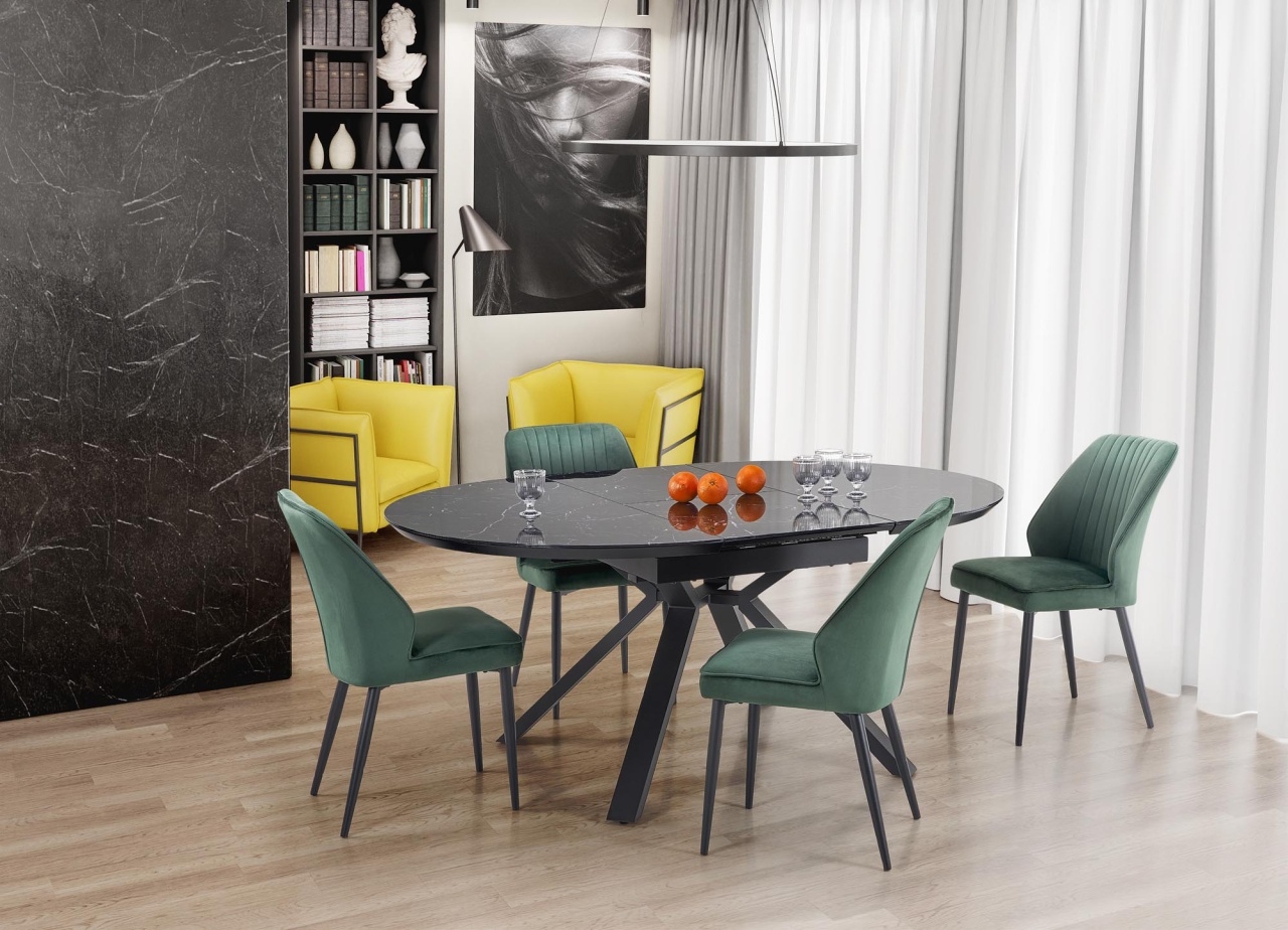 Masa extensibila Vertigo marmura neagra/negru L130-180 cm