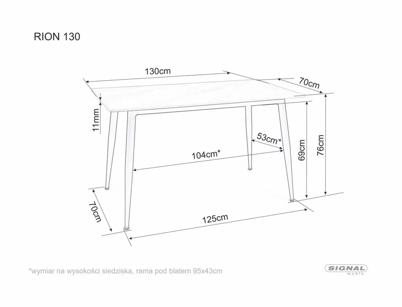 Masa Rion neagra L130xl70 cm - 1 | YEO