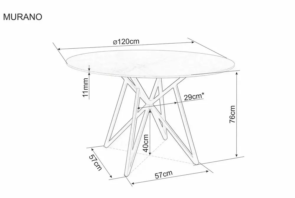 Masa rotunda Murano gri/negru mat ø120/h76 cm - 3 | YEO