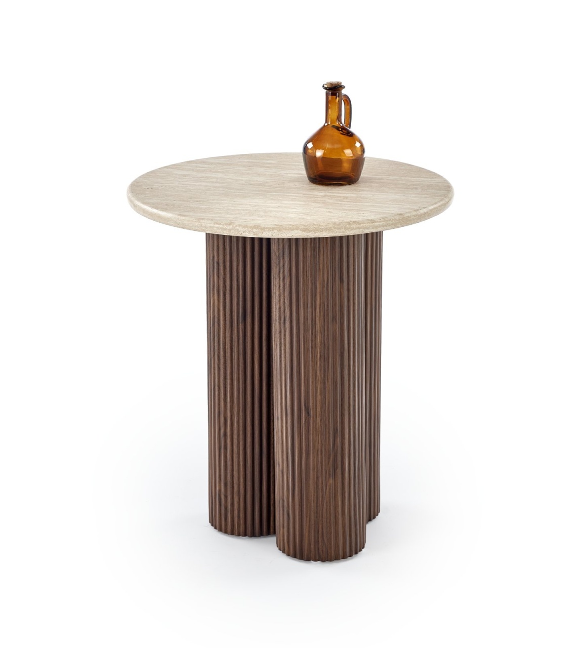 Masuta de cafea Dorotea S travertin/nuc ø50/h56 cm