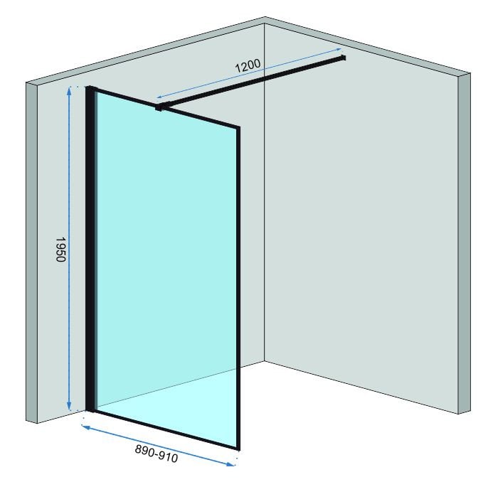 Paravan dus walk-in Bler - 90x195 cm - 4 | YEO