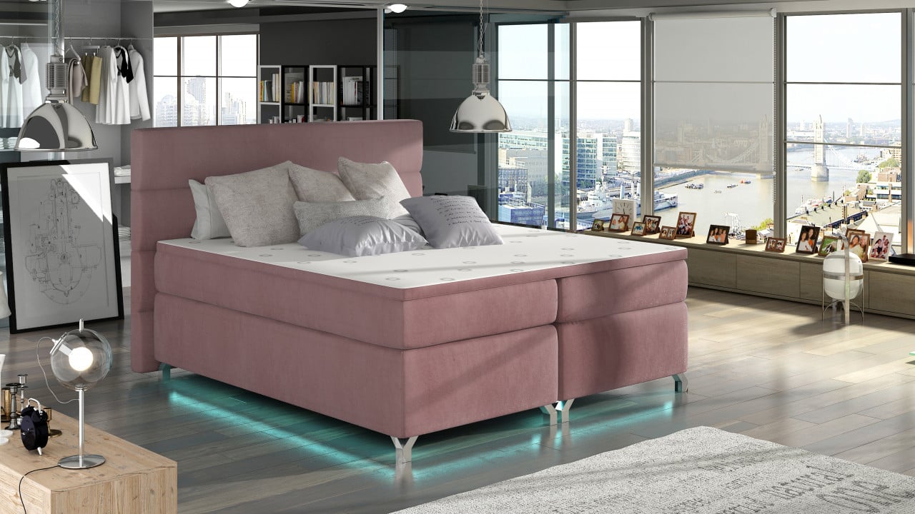 Pat boxspring Amadeo LED 160x200 cm Matvelvet 63