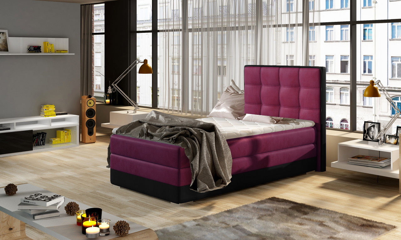 Pat boxspring Aster 90x200 cm pe dreapta Matvelvet 68/Matvelvet 99