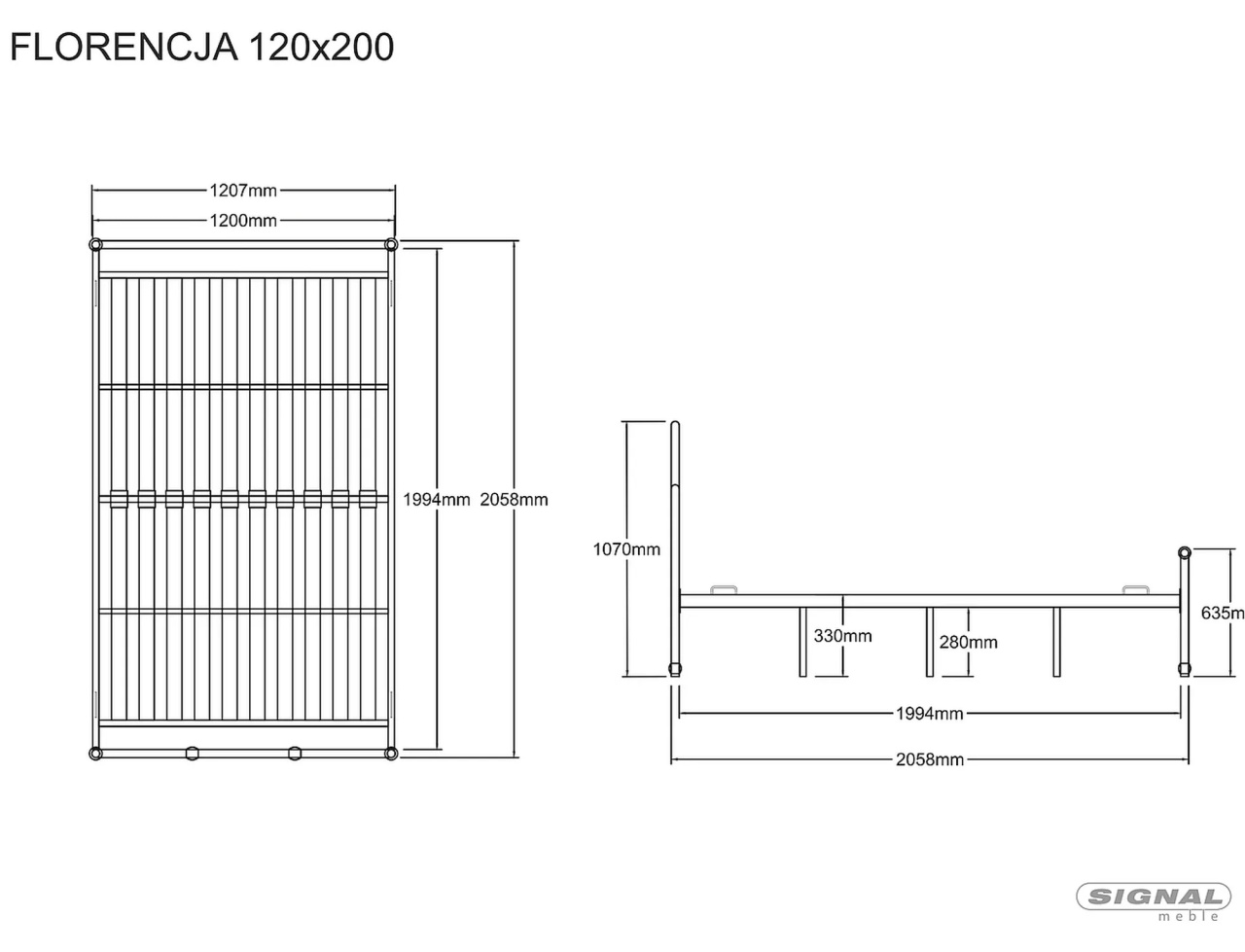 Pat metalic Florencja alb 120x200 cm - 1 | YEO