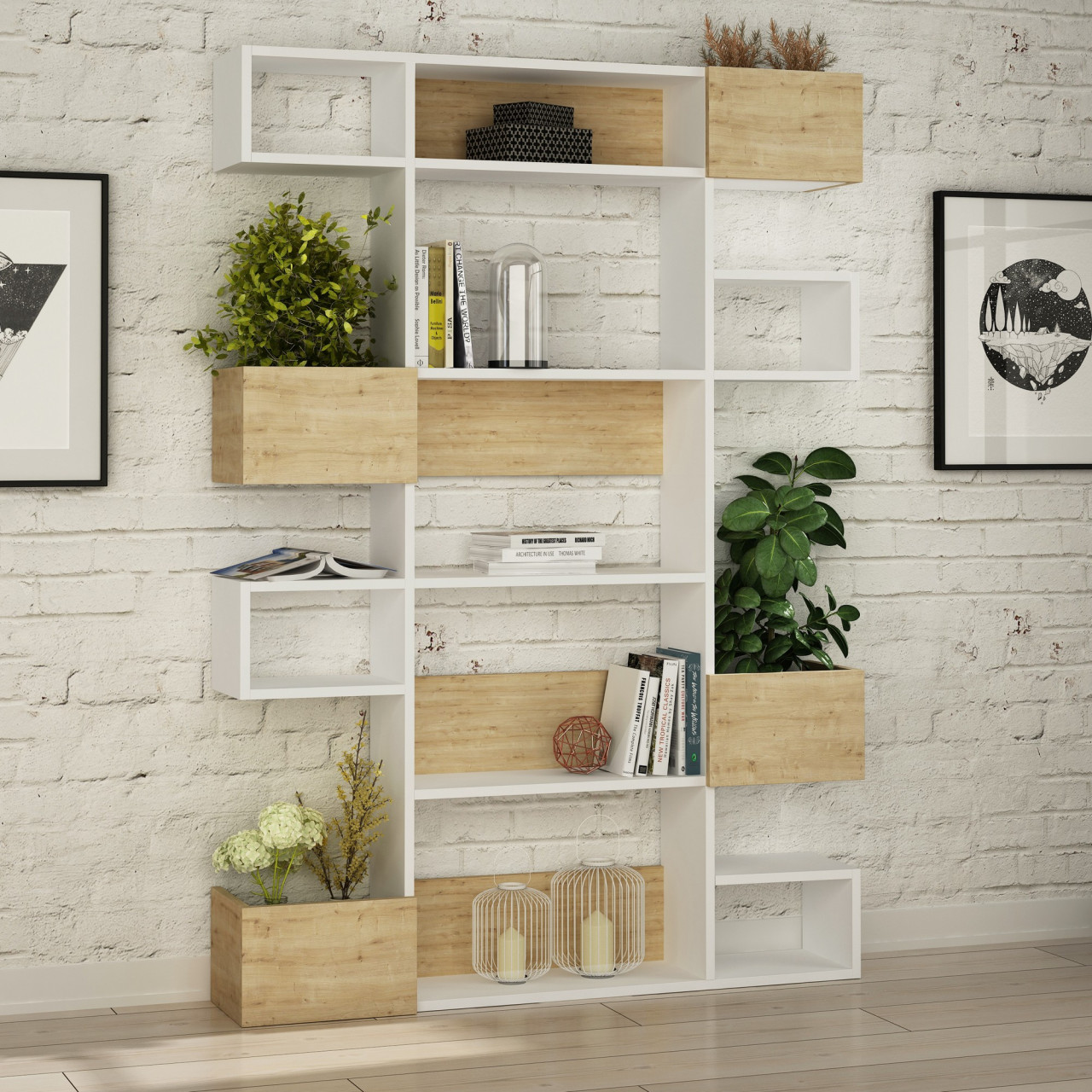 Raft de carti Niho - White, Oak