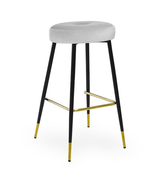 Scaun de bar Circo gri picioare negru/gold - H68 cm